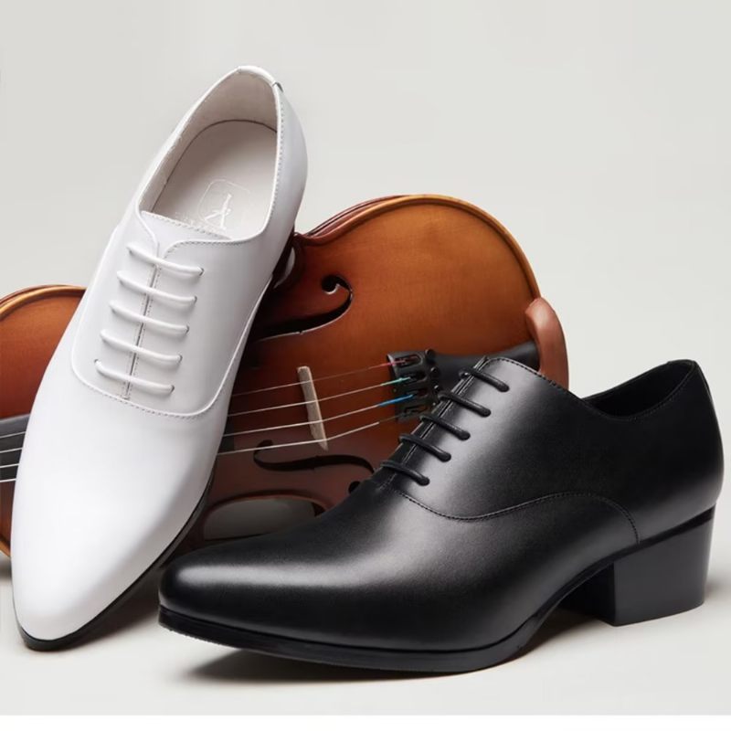 Sapatos Formais Masculinos Couro Refinado Bico Fino Sociais Chiques Oxford - Preto