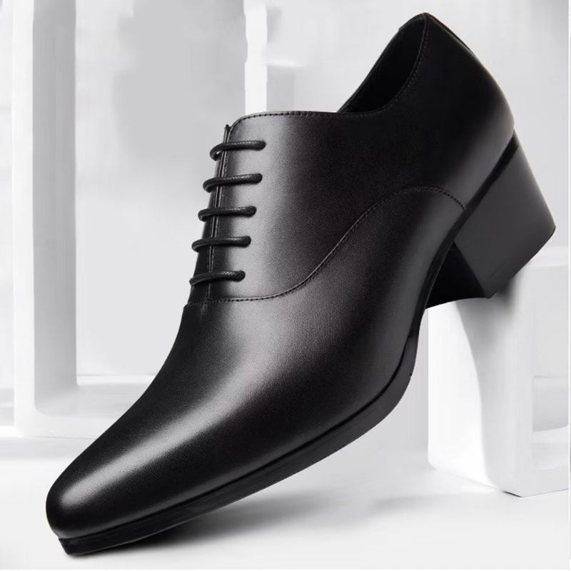 Sapatos Formais Masculinos Couro Refinado Bico Fino Sociais Chiques Oxford - Preto