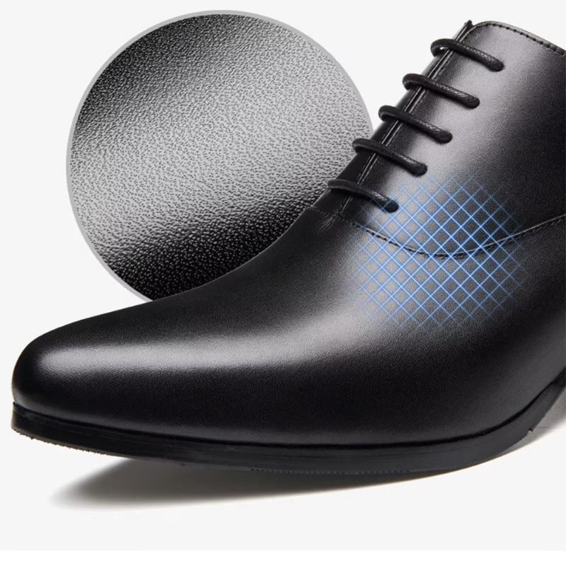 Sapatos Formais Masculinos Couro Refinado Bico Fino Sociais Chiques Oxford - Preto