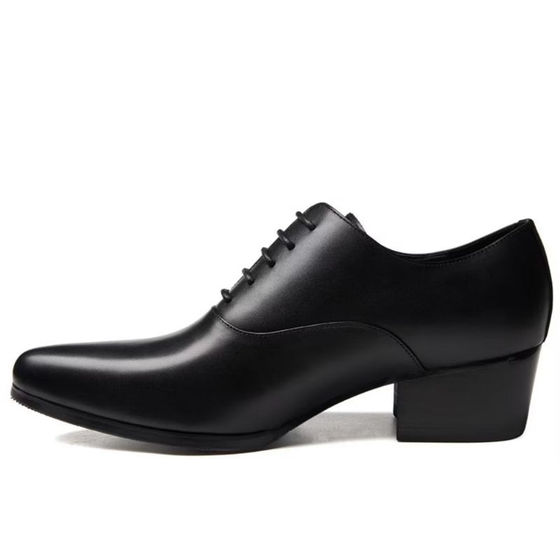 Sapatos Formais Masculinos Couro Refinado Bico Fino Sociais Chiques Oxford - Preto