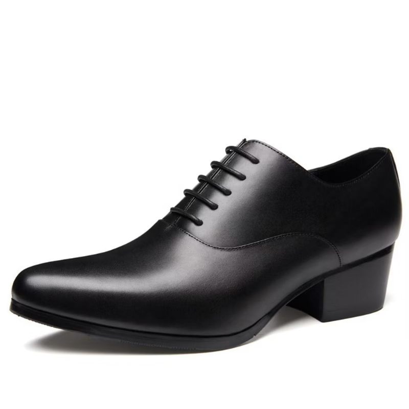 Sapatos Formais Masculinos Couro Refinado Bico Fino Sociais Chiques Oxford - Preto