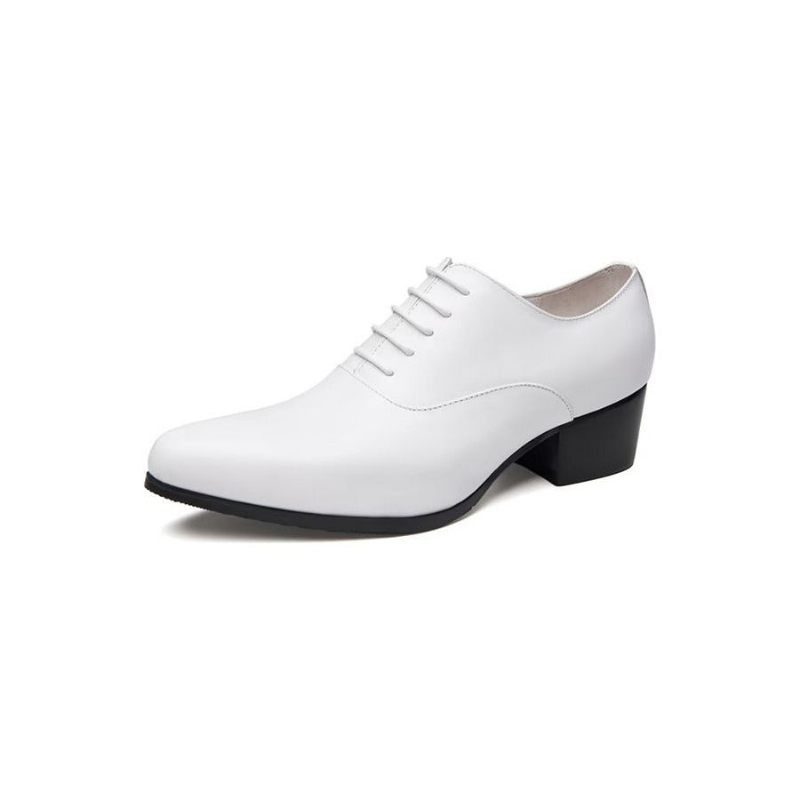 Sapatos Formais Masculinos Couro Refinado Bico Fino Sociais Chiques Oxford - Branco