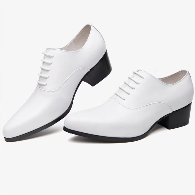 Sapatos Formais Masculinos Couro Refinado Bico Fino Sociais Chiques Oxford - Branco