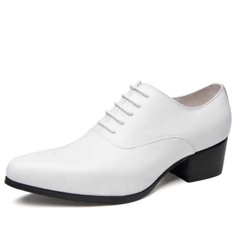 Sapatos Formais Masculinos Couro Refinado Bico Fino Sociais Chiques Oxford - Branco