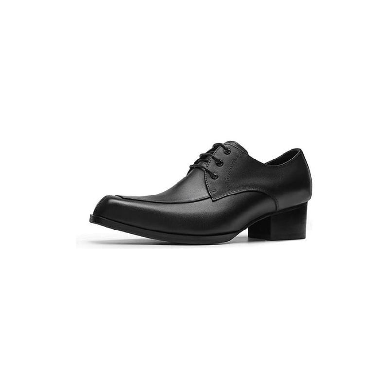 Sapatos Formais Masculinos Couro Refinado Com Bico Fino Derby - Preto