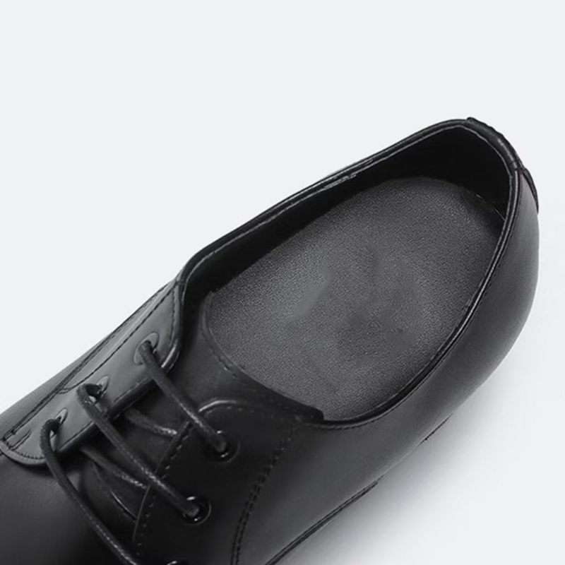 Sapatos Formais Masculinos Couro Refinado Com Bico Fino Derby - Preto