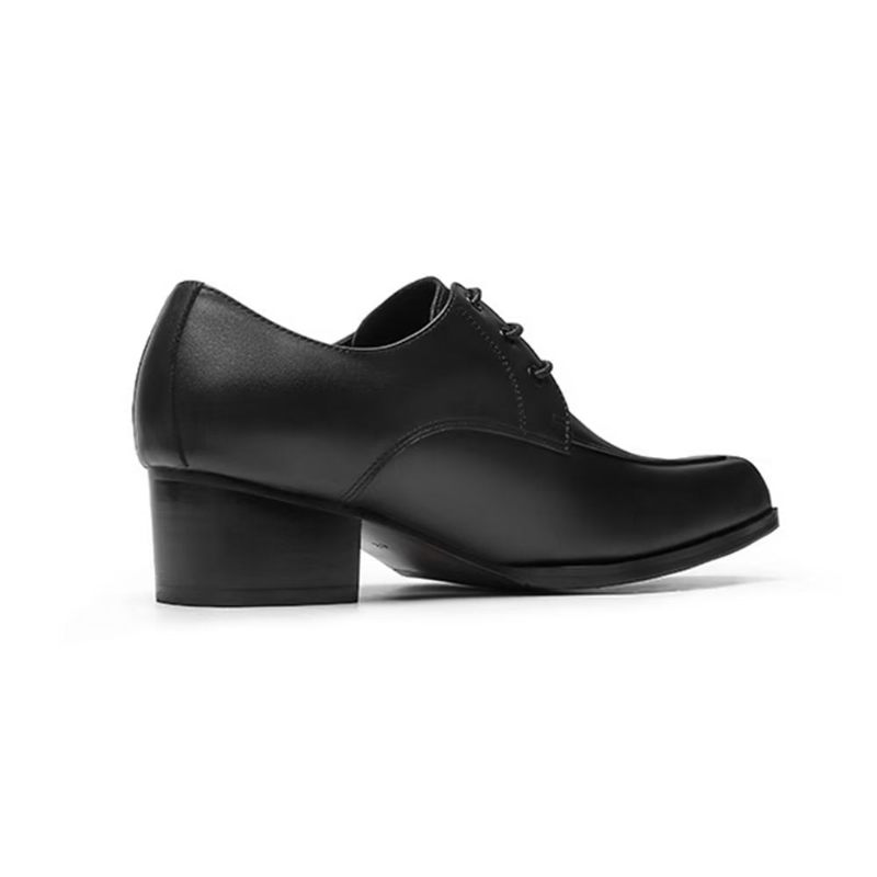 Sapatos Formais Masculinos Couro Refinado Com Bico Fino Derby - Preto