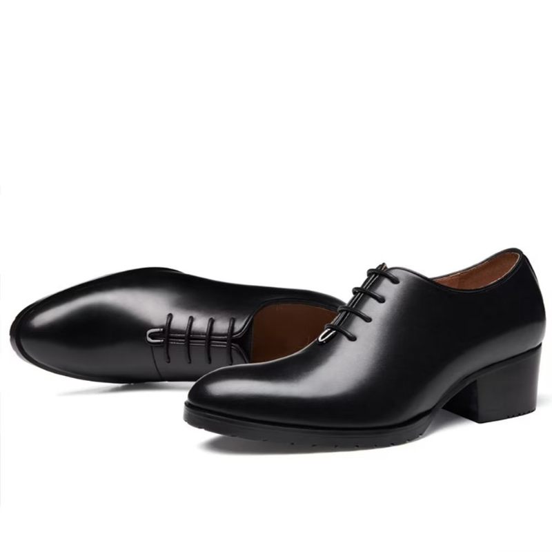 Sapatos Formais Masculinos Couro Refinado Com Bico Fino Oxford - Preto