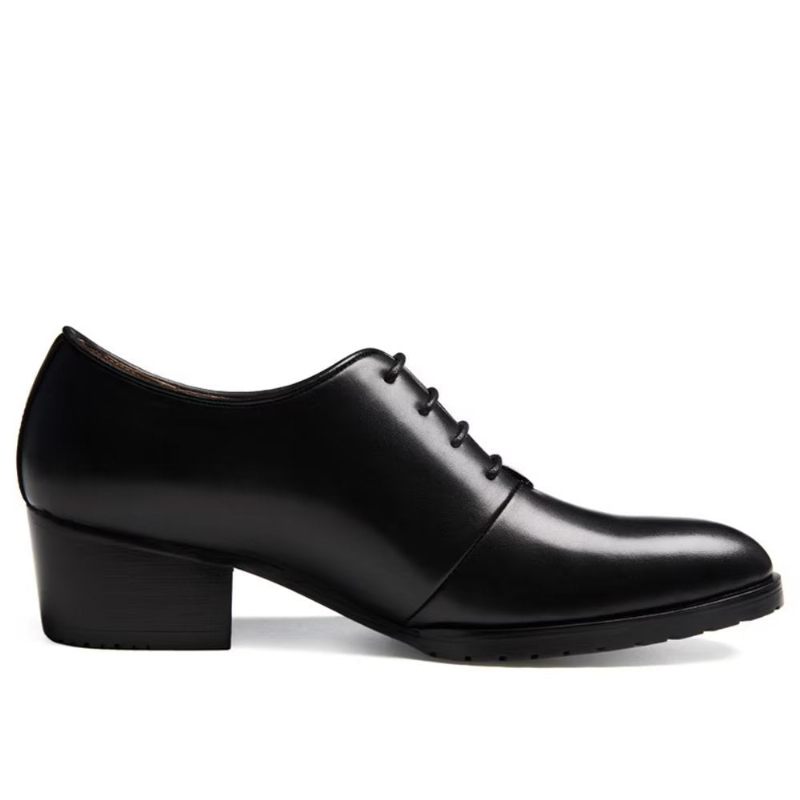 Sapatos Formais Masculinos Couro Refinado Com Bico Fino Oxford - Preto