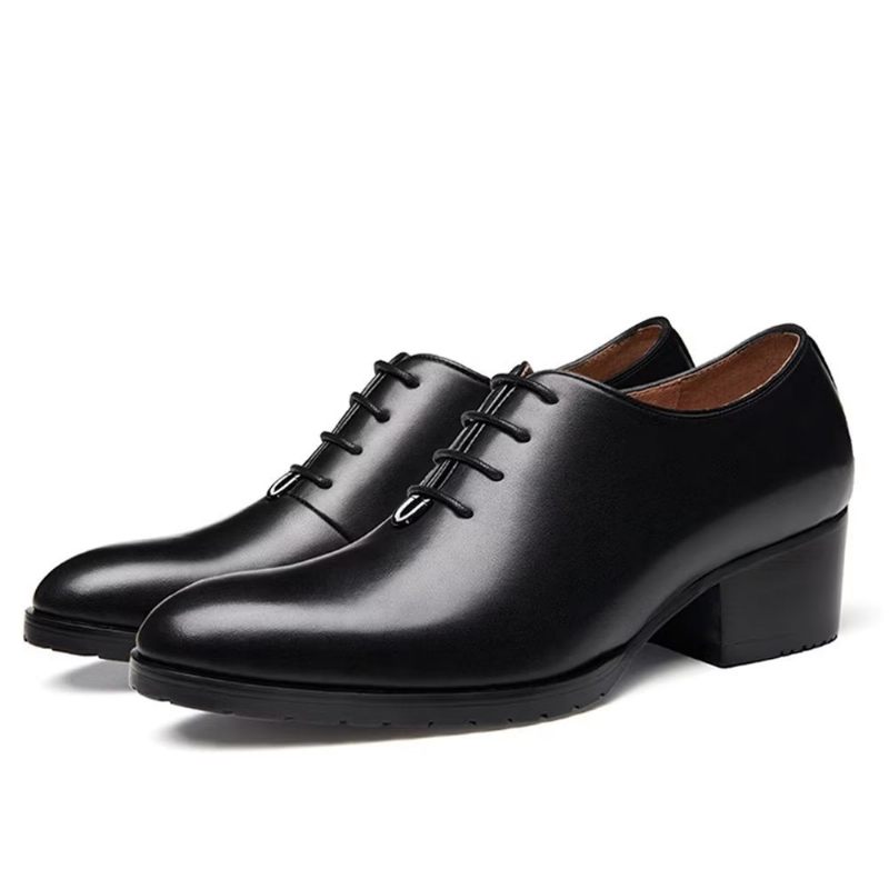 Sapatos Formais Masculinos Couro Refinado Com Bico Fino Oxford - Preto