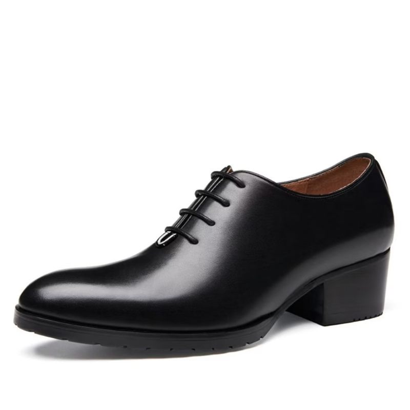 Sapatos Formais Masculinos Couro Refinado Com Bico Fino Oxford - Preto