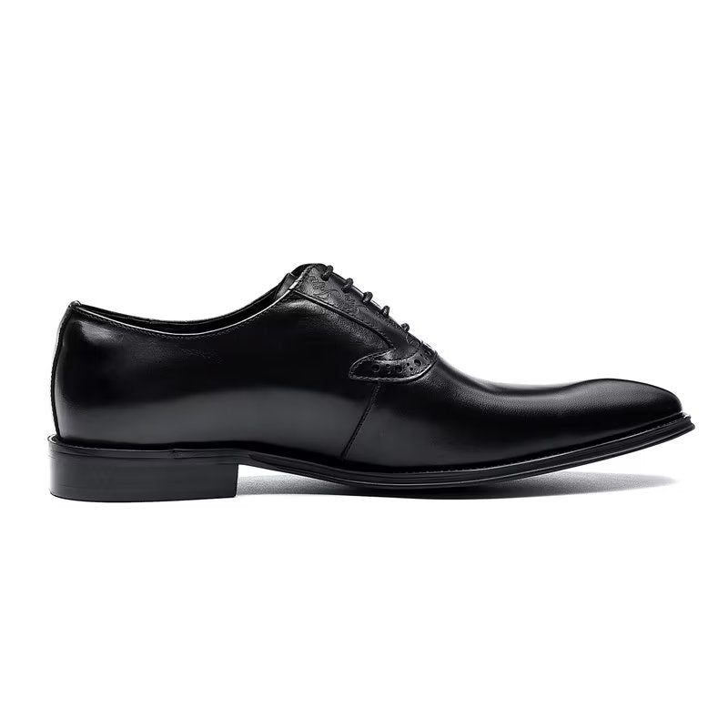 Sapatos Formais Masculinos Couro Refinado Com Cordões Oxford - Preto