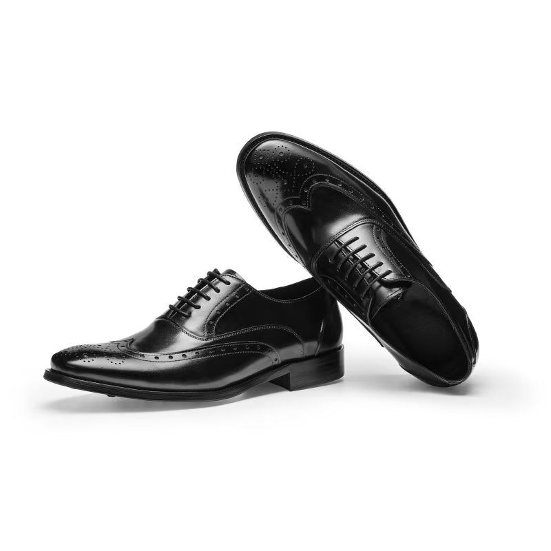 Sapatos Formais Masculinos Couro Refinado Polido Clássico Oxford - Preto