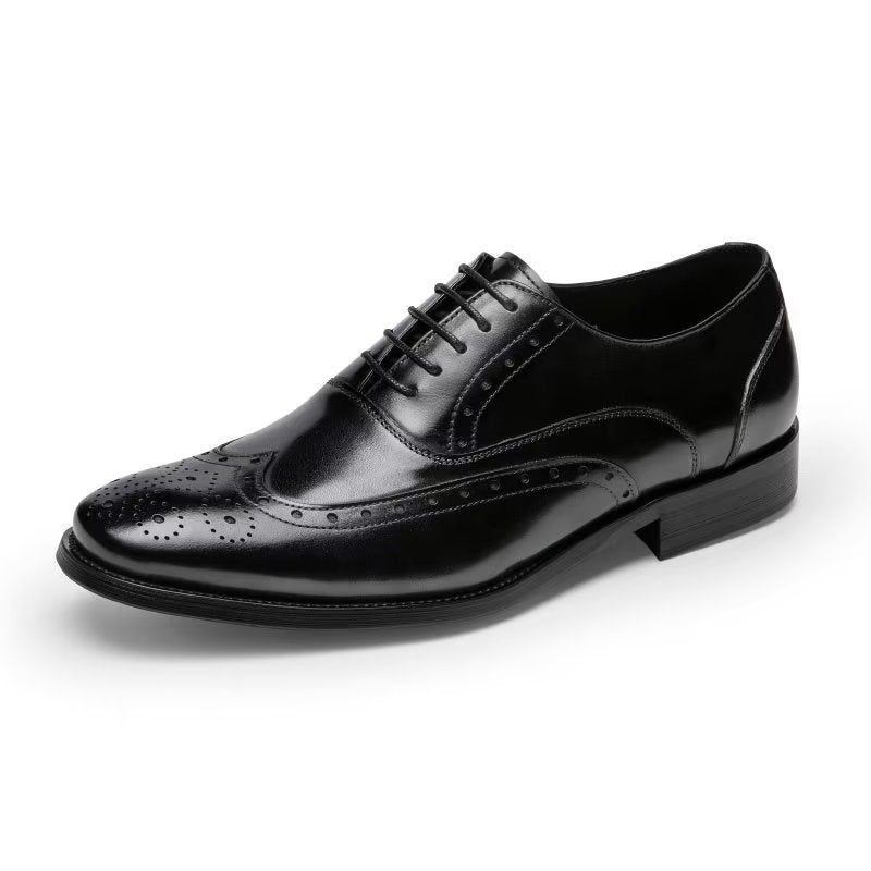 Sapatos Formais Masculinos Couro Refinado Polido Clássico Oxford - Preto