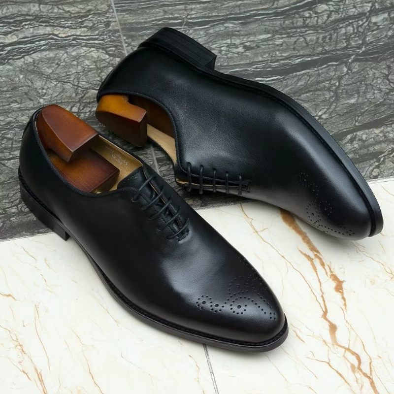 Sapatos Formais Masculinos Couro Requintado Com Ponta Asa - Preto