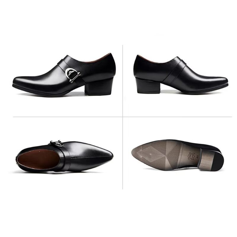 Sapatos Formais Masculinos Couro Requintado Monkstrap Sociais - Preto