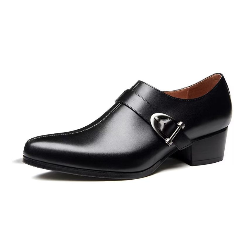 Sapatos Formais Masculinos Couro Requintado Monkstrap Sociais - Preto