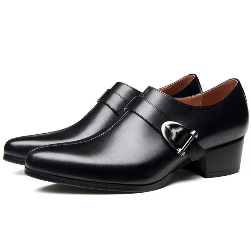 Sapatos Formais Masculinos Couro Requintado Monkstrap Sociais - Preto