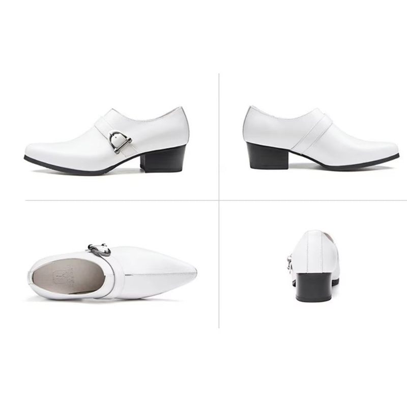 Sapatos Formais Masculinos Couro Requintado Monkstrap Sociais - Branco