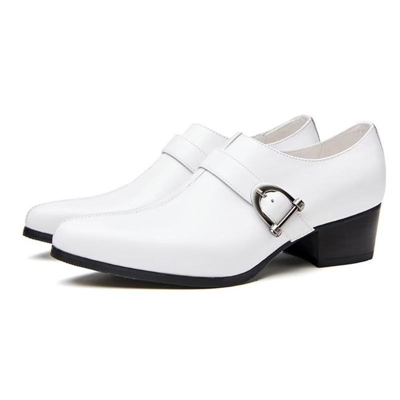 Sapatos Formais Masculinos Couro Requintado Monkstrap Sociais - Branco