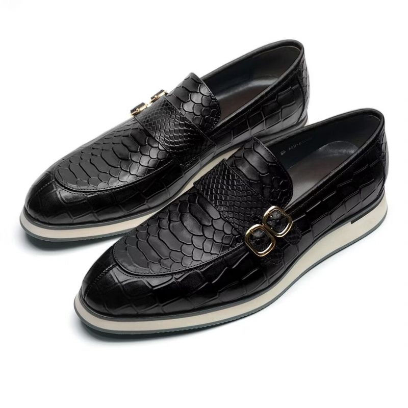 Sapatos Formais Masculinos Couro Slip-on Elegância Refinada - Preto