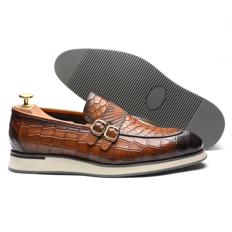 Sapatos Formais Masculinos Couro Slip-on Elegância Refinada - Marrom