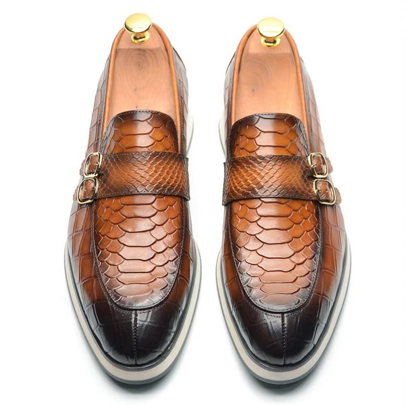 Sapatos Formais Masculinos Couro Slip-on Elegância Refinada - Marrom