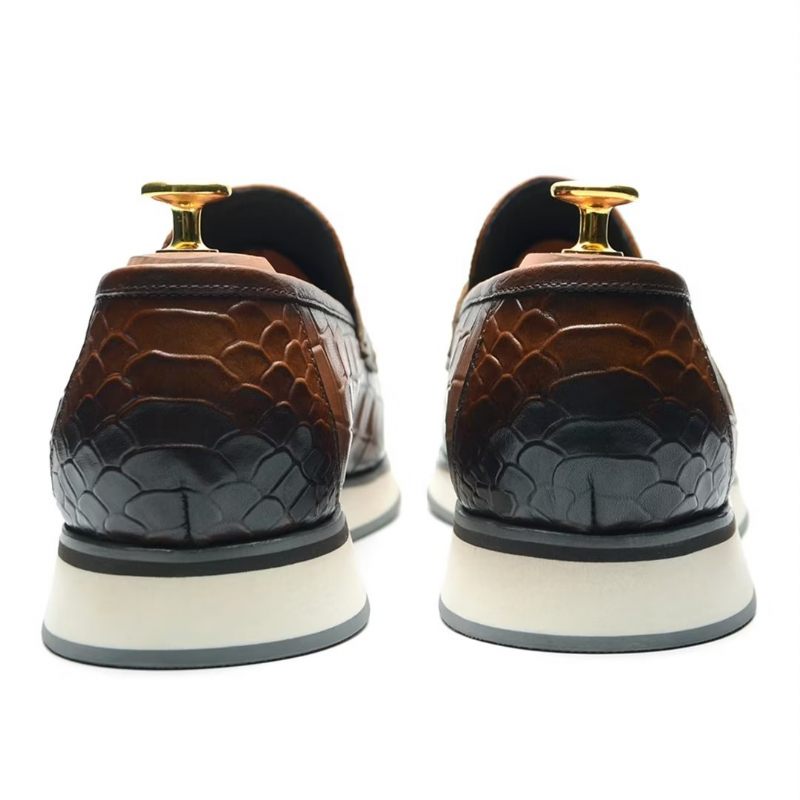 Sapatos Formais Masculinos Couro Slip-on Elegância Refinada - Marrom