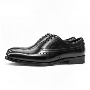 Sapatos Formais Masculinos Couro Vaca Brogue Com Cadarço