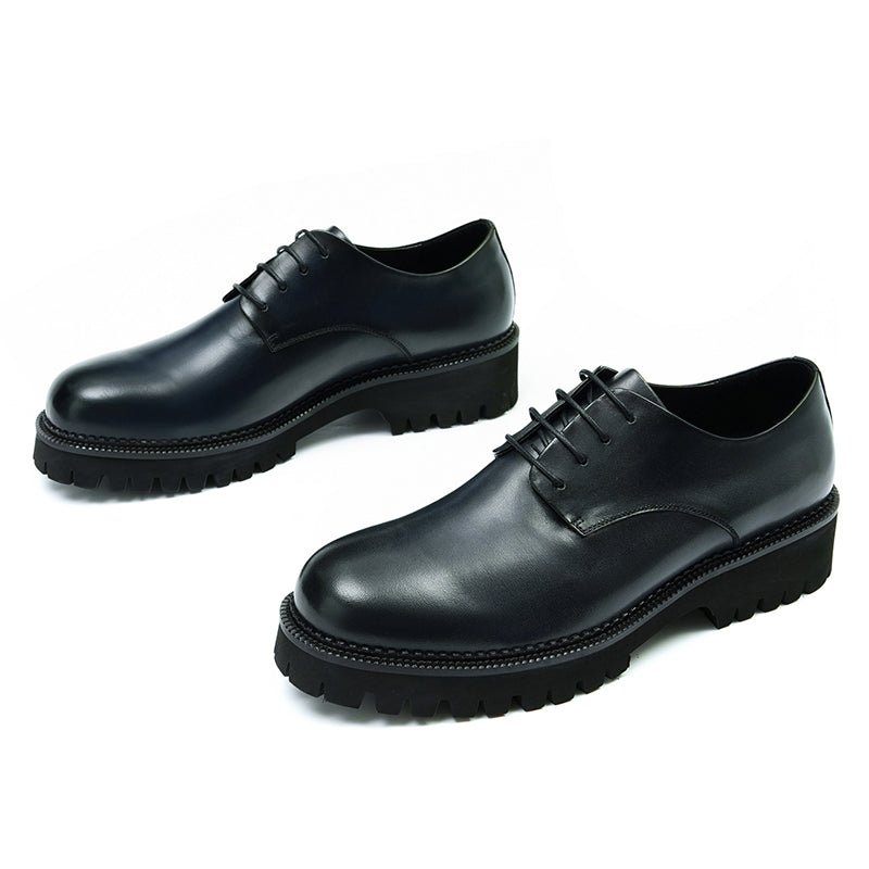 Sapatos Formais Masculinos Couro Vaca Com Cadarço Brogues - Preto