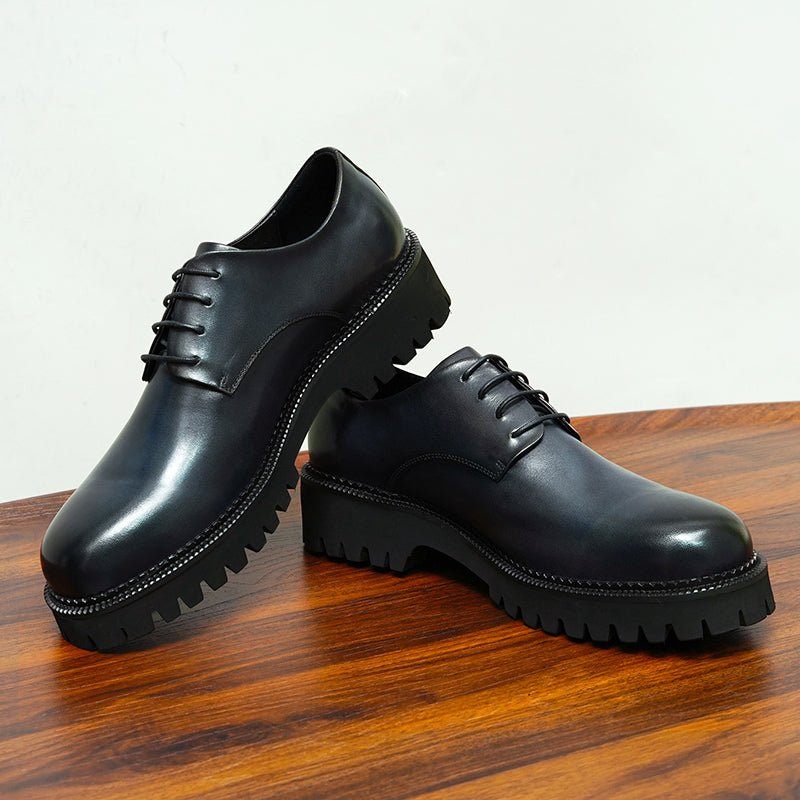 Sapatos Formais Masculinos Couro Vaca Com Cadarço Brogues - Preto