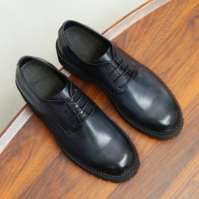 Sapatos Formais Masculinos Couro Vaca Com Cadarço Brogues - Preto