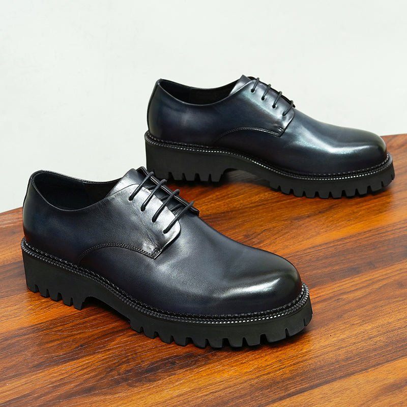 Sapatos Formais Masculinos Couro Vaca Com Cadarço Brogues - Preto