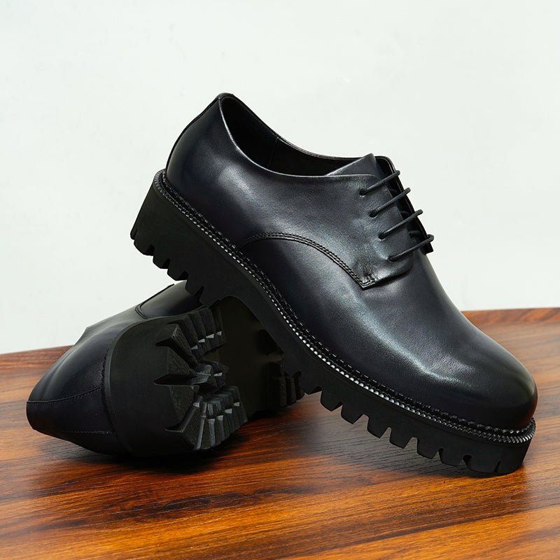 Sapatos Formais Masculinos Couro Vaca Com Cadarço Brogues - Preto