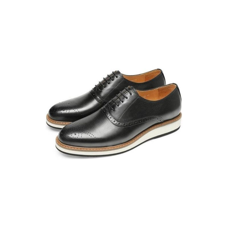 Sapatos Formais Masculinos Couro Vaca Com Cordões