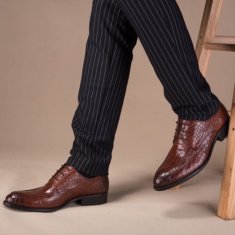 Sapatos Formais Masculinos Couro Vaca Derby - Café