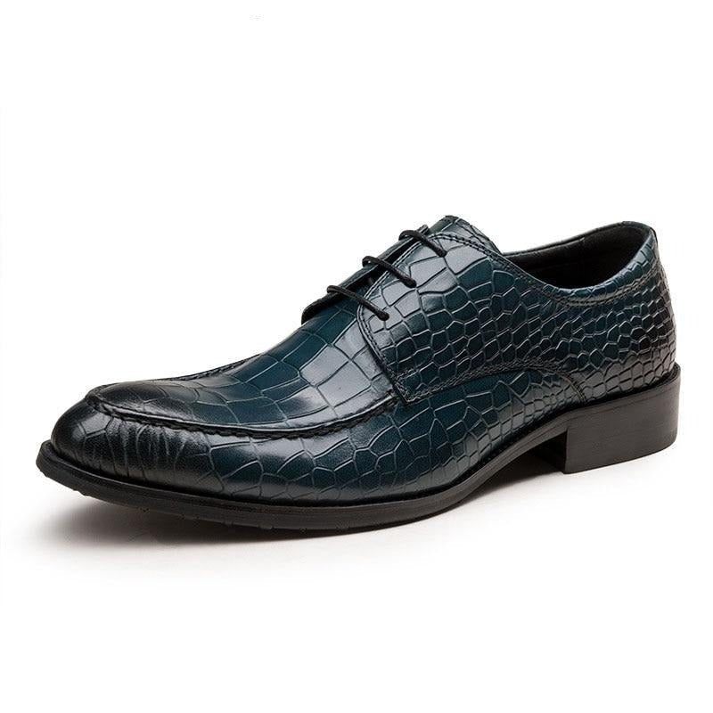 Sapatos Formais Masculinos Couro Vaca Derby - Azul