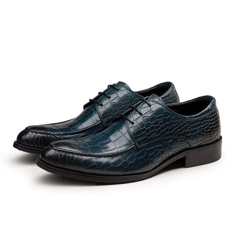 Sapatos Formais Masculinos Couro Vaca Derby - Azul