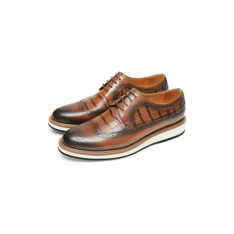 Sapatos Formais Masculinos Couro Vaca Designer Brogue Casuais - Café