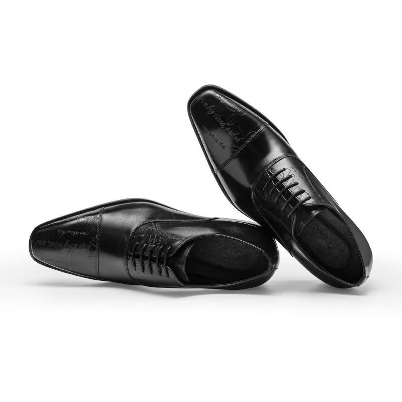 Sapatos Formais Masculinos Couro Vaca Exótico Oxford - Preto