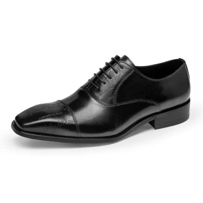 Sapatos Formais Masculinos Couro Vaca Exótico Oxford - Preto