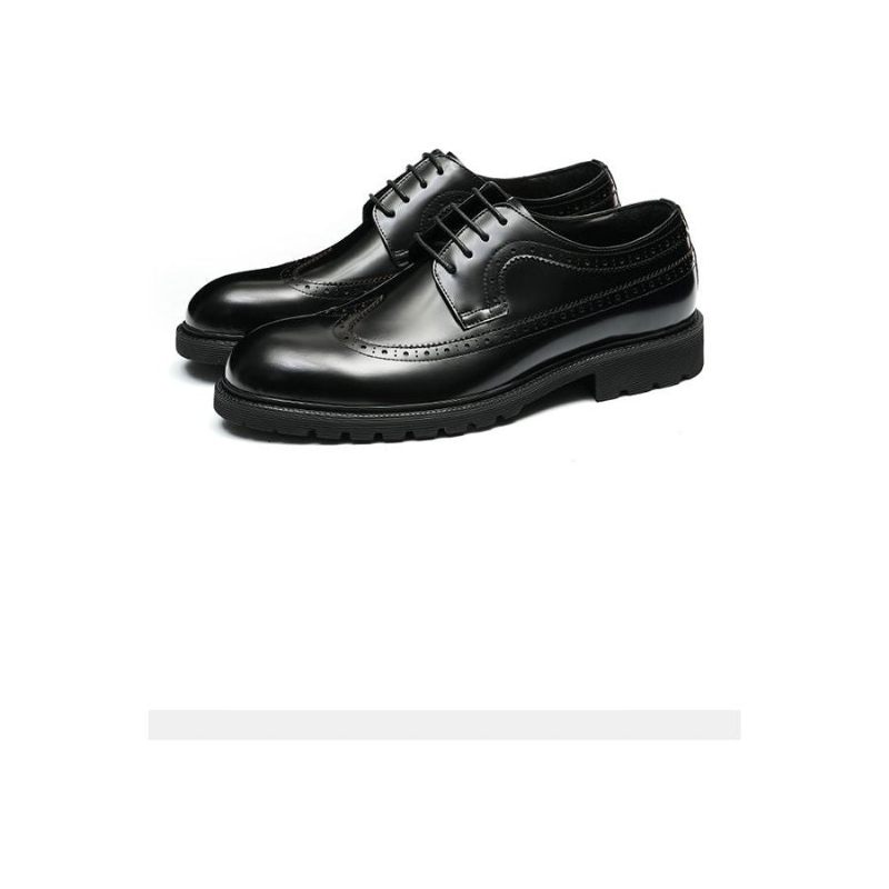 Sapatos Formais Masculinos Couro Vaca Oxford Brilhantes - Preto