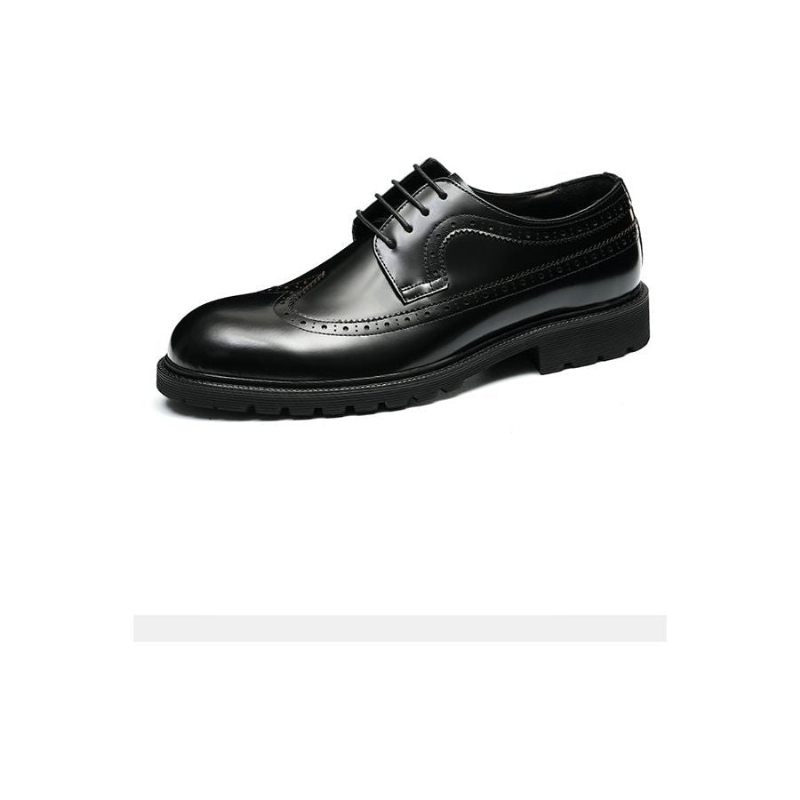 Sapatos Formais Masculinos Couro Vaca Oxford Brilhantes - Preto