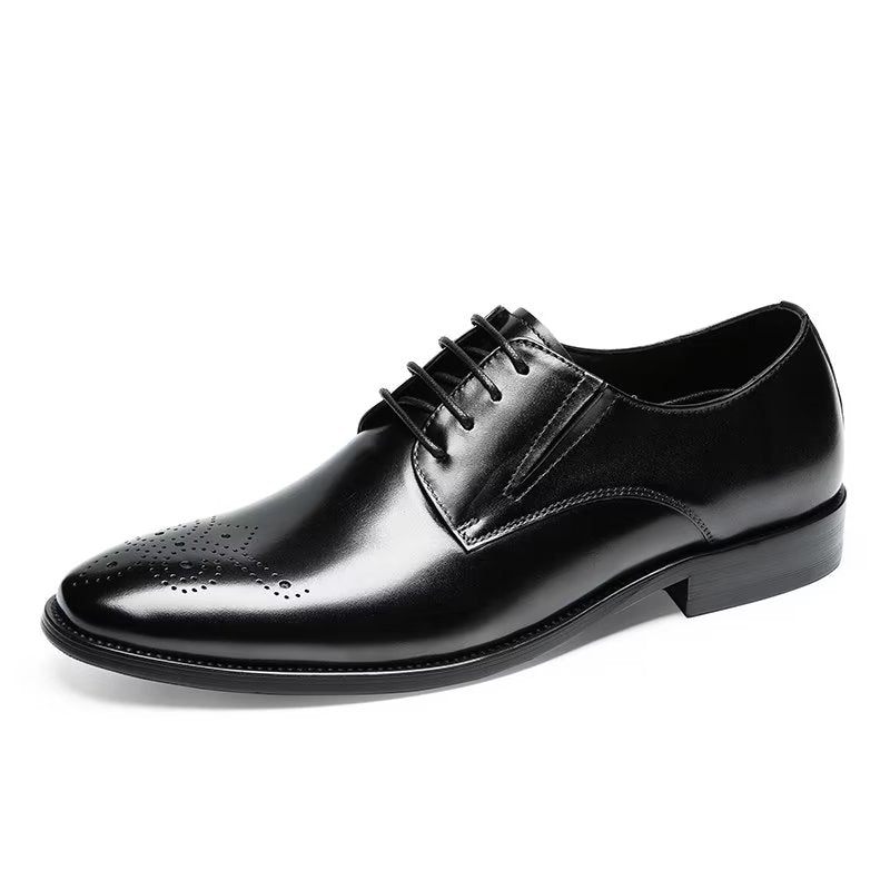 Sapatos Formais Masculinos Couro Vaca Refinado Brogue - Preto