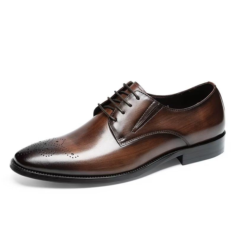 Sapatos Formais Masculinos Couro Vaca Refinado Brogue - Café