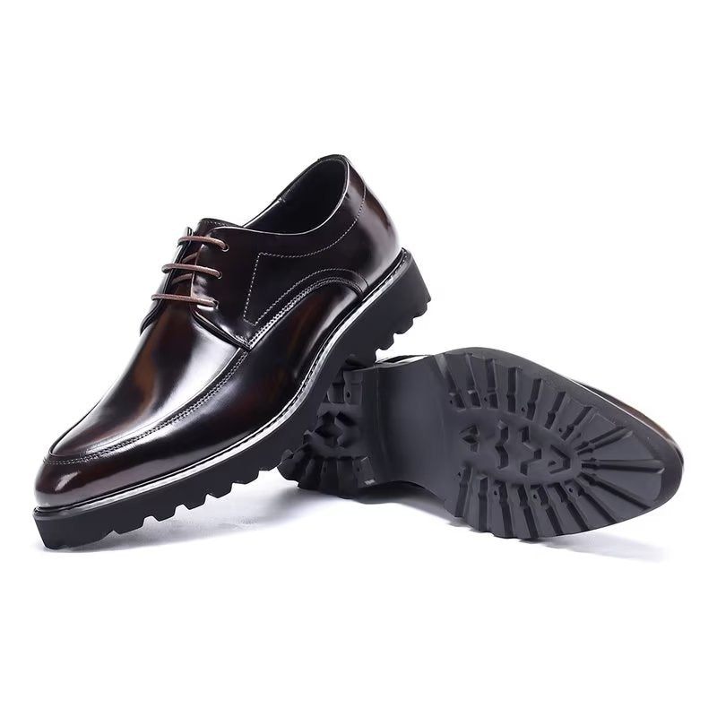 Sapatos Formais Masculinos Derbies Couro Refinado Com Cordões - Preto