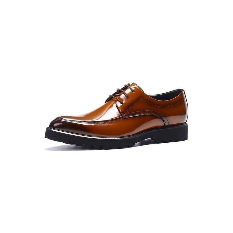 Sapatos Formais Masculinos Derbies Couro Refinado Com Cordões - Café