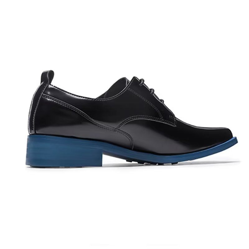 Sapatos Formais Masculinos Derby Couro Refinado Com Cadarços - Preto