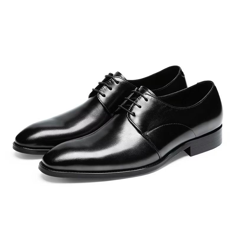 Sapatos Formais Masculinos Derby Couro Vaca Refinado - Preto