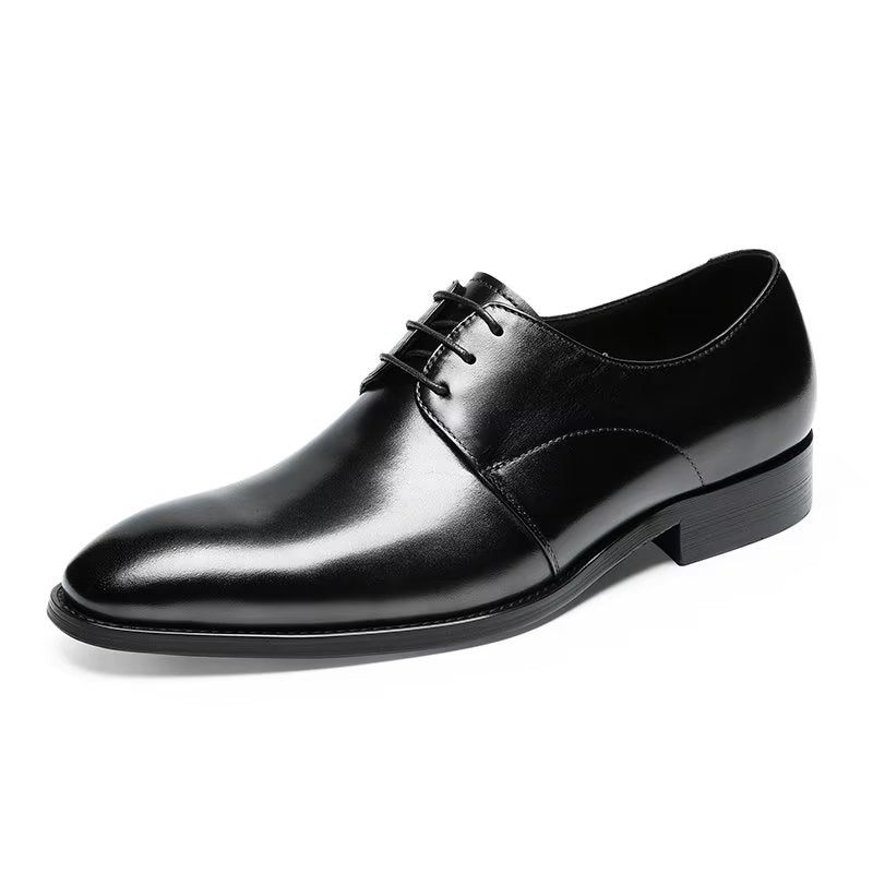 Sapatos Formais Masculinos Derby Couro Vaca Refinado - Preto